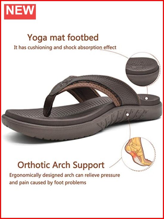 Men\'s Orthotic Flip Flops Arch Support Thong Sandals Non-Slip Waterproof Sport